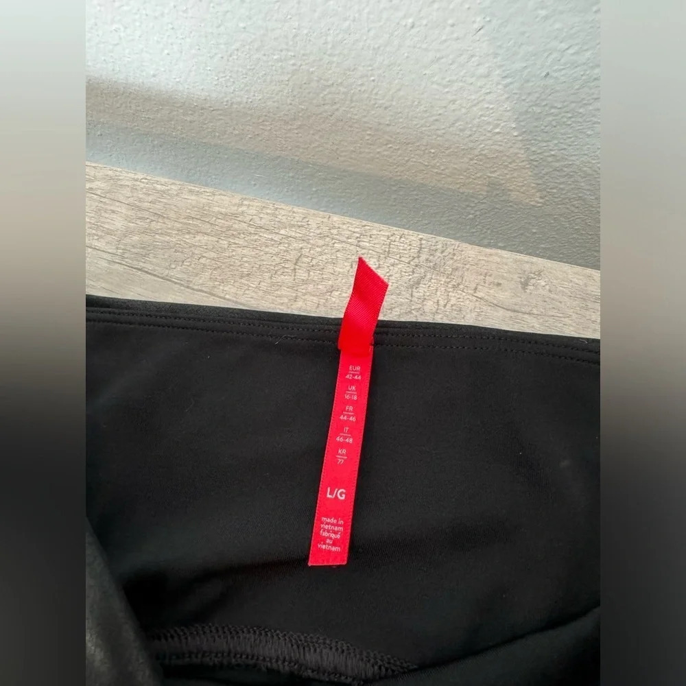 SPANX FAUX LEATHER LEGGINGS Black Ankle Length Size Large Power Waistband - Picture 10 of 10